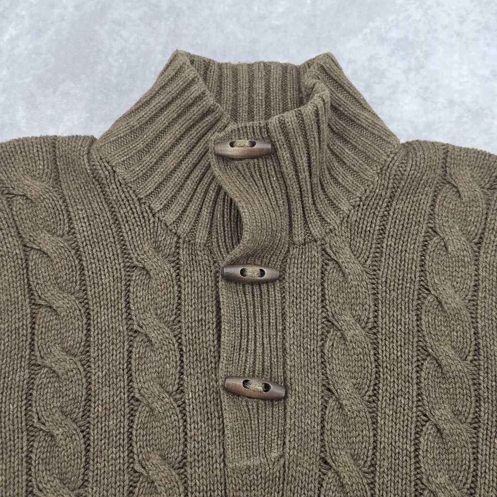 Vintage Polo Ralph Lauren Sweater‎ Mens L Brown 100% Silk Cable Knit Shawl 90s